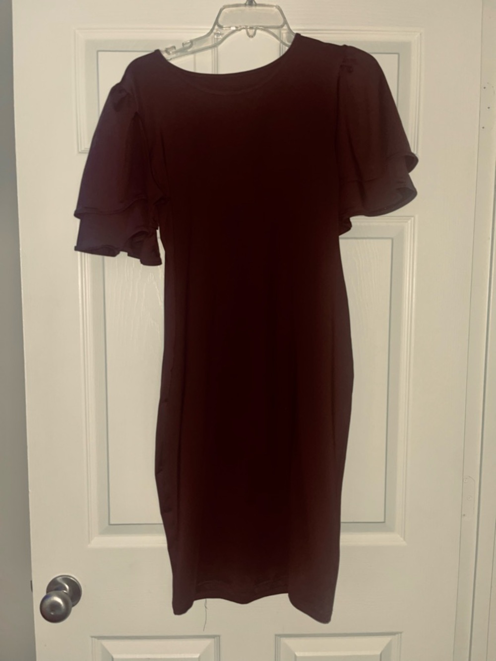 Women's Brown Flutter Sleeve Dress